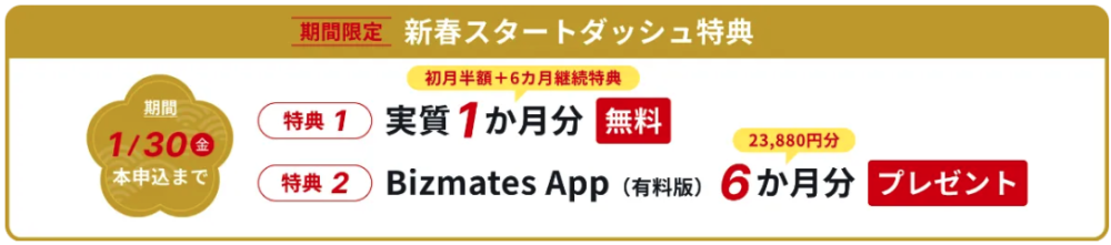 Bizmates キャンペーンコード　キャンペーン