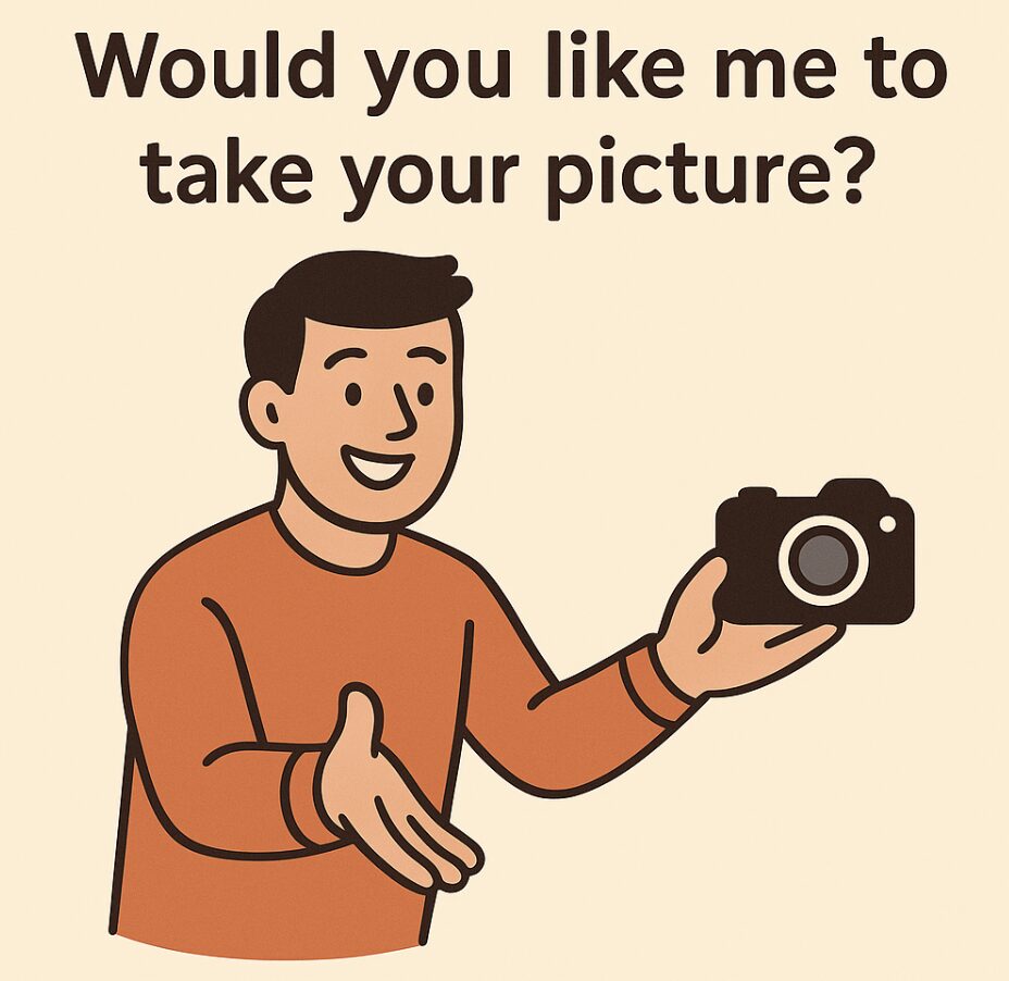 写真撮りましょうか 英語