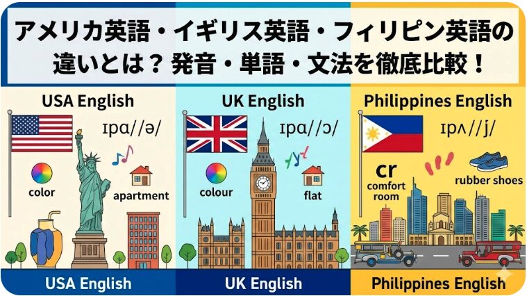 アメリカ英語・イギリス英語・フィリピン英語の違い