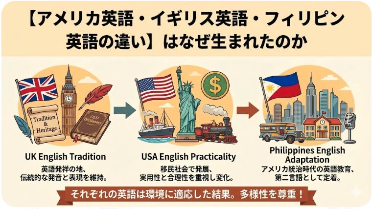 アメリカ英語・イギリス英語・フィリピン英語の違い