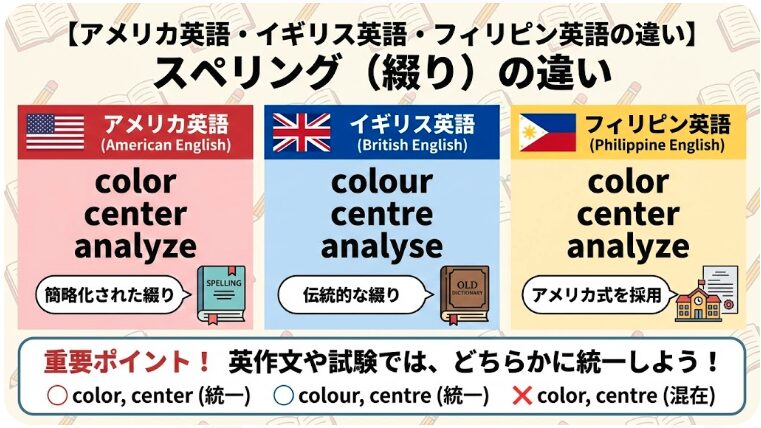 アメリカ英語・イギリス英語・フィリピン英語の違い